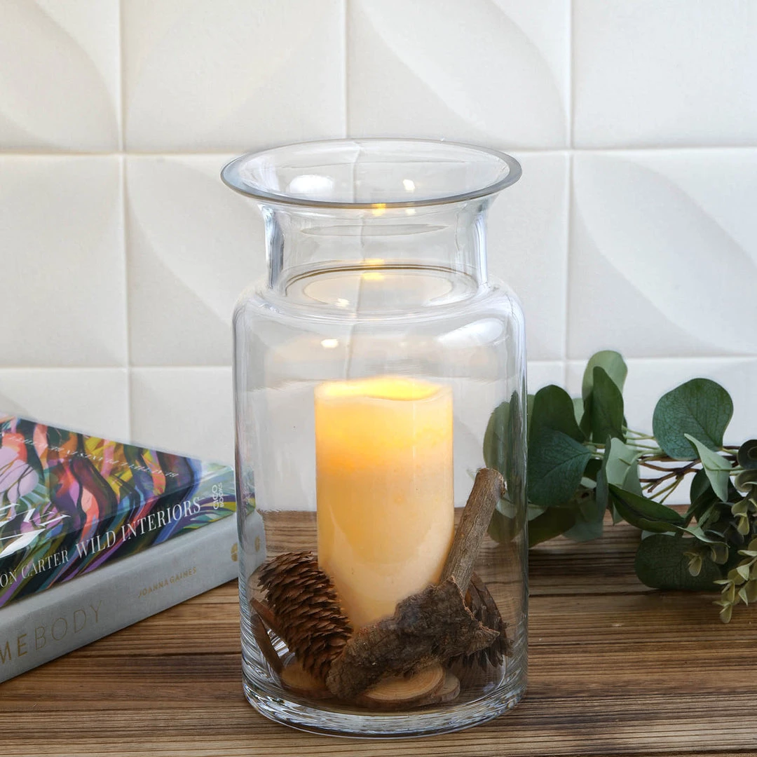 HIER_4810 Chargers & Centerpieces 2 Pack | 11" Flared Neck Heavy Duty Clear Glass Vases 8 HIER_4810 Chargers & Centerpieces 2 Pack | 11" Flared Neck Heavy Duty Clear Glass Vases