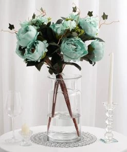 HIER_4810 Chargers & Centerpieces 2 Pack | 11" Flared Neck Heavy Duty Clear Glass Vases