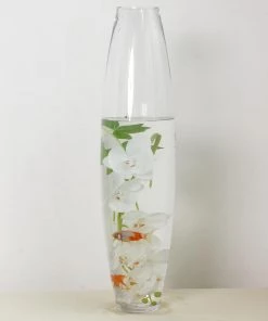 HIER_4810 31" Tall Tapered Cylinder Glass Vase | Clear Floor Vase Centerpiece Chargers & Centerpieces