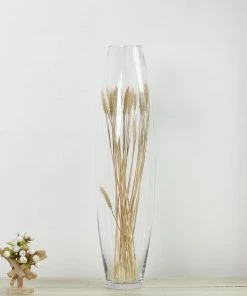 HIER_4810 31" Tall Tapered Cylinder Glass Vase | Clear Floor Vase Centerpiece Chargers & Centerpieces