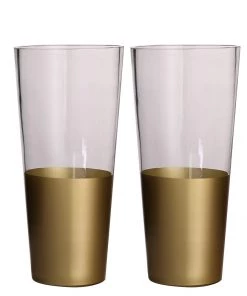 HIER_4810 Chargers & Centerpieces 2 Pack | 12" Gold Dipped Bud Vases | Cylinder Vases | Glass Vase Flower Centerpieces 19 HIER_4810 Chargers & Centerpieces 2 Pack | 12