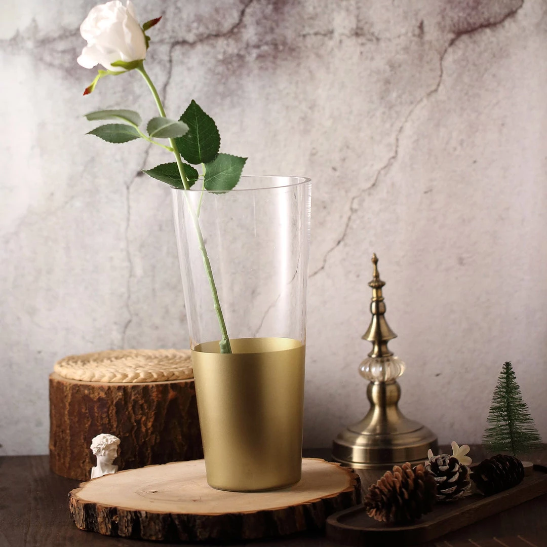 HIER_4810 Chargers & Centerpieces 2 Pack | 12" Gold Dipped Bud Vases | Cylinder Vases | Glass Vase Flower Centerpieces 4 HIER_4810 Chargers & Centerpieces 2 Pack | 12" Gold Dipped Bud Vases | Cylinder Vases | Glass Vase Flower Centerpieces