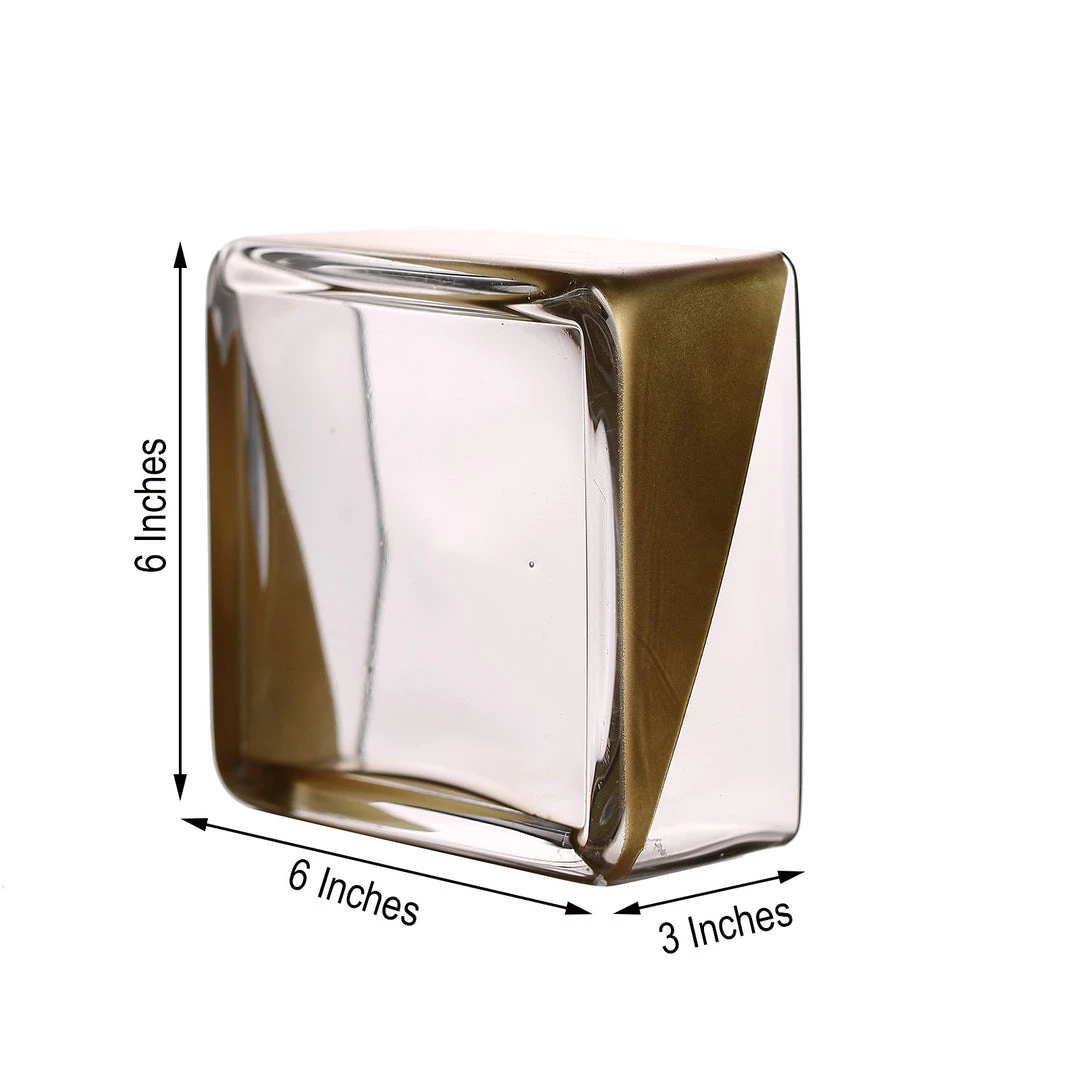 HIER_4810 2 Pack | 6" Gold Dipped Square Glass Vases | Votive Candle Holders 3 HIER_4810 2 Pack | 6" Gold Dipped Square Glass Vases | Votive Candle Holders