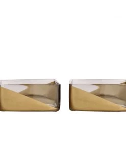 HIER_4810 2 Pack | 6" Gold Dipped Square Glass Vases | Votive Candle Holders 22 HIER_4810 2 Pack | 6