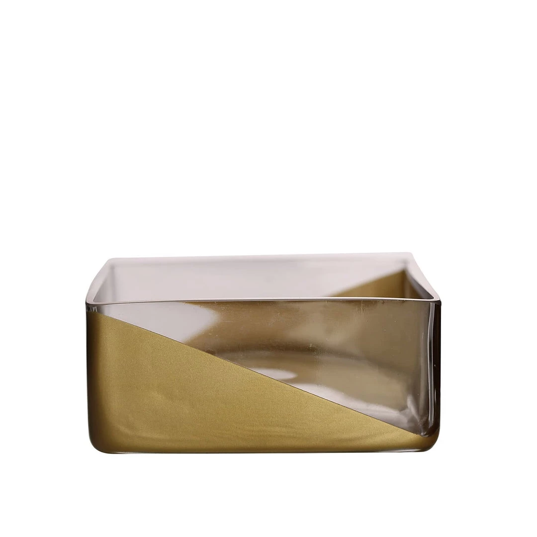 HIER_4810 2 Pack | 6" Gold Dipped Square Glass Vases | Votive Candle Holders 12 HIER_4810 2 Pack | 6" Gold Dipped Square Glass Vases | Votive Candle Holders