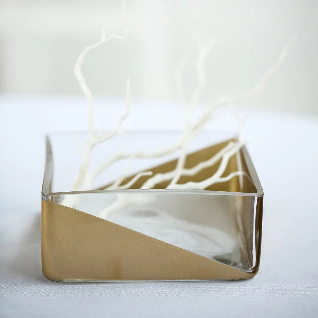 HIER_4810 2 Pack | 6" Gold Dipped Square Glass Vases | Votive Candle Holders 7 HIER_4810 2 Pack | 6" Gold Dipped Square Glass Vases | Votive Candle Holders