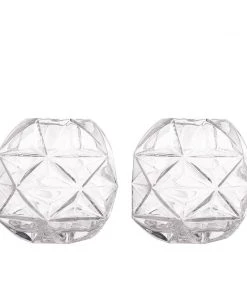 HIER_5200 2 Pack | 7" Honeycomb Glass Geometric Vases | Heavy Duty Glass Candle Holder | Table Top Terrariums Chargers & Centerpieces 35 HIER_5200 2 Pack | 7