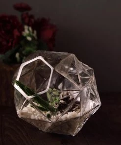 HIER_5200 2 Pack | 7" Honeycomb Glass Geometric Vases | Heavy Duty Glass Candle Holder | Table Top Terrariums Chargers & Centerpieces 23 HIER_5200 2 Pack | 7