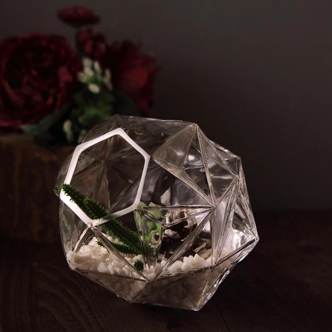 HIER_5200 2 Pack | 7" Honeycomb Glass Geometric Vases | Heavy Duty Glass Candle Holder | Table Top Terrariums Chargers & Centerpieces 6 HIER_5200 2 Pack | 7" Honeycomb Glass Geometric Vases | Heavy Duty Glass Candle Holder | Table Top Terrariums Chargers & Centerpieces