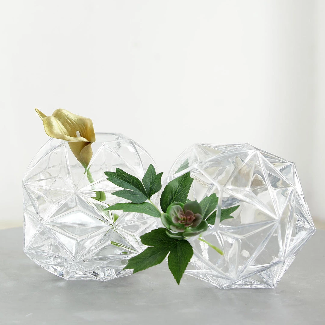 HIER_5200 2 Pack | 7" Honeycomb Glass Geometric Vases | Heavy Duty Glass Candle Holder | Table Top Terrariums Chargers & Centerpieces 8 HIER_5200 2 Pack | 7" Honeycomb Glass Geometric Vases | Heavy Duty Glass Candle Holder | Table Top Terrariums Chargers & Centerpieces