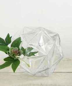 HIER_5200 2 Pack | 7" Honeycomb Glass Geometric Vases | Heavy Duty Glass Candle Holder | Table Top Terrariums Chargers & Centerpieces 27 HIER_5200 2 Pack | 7