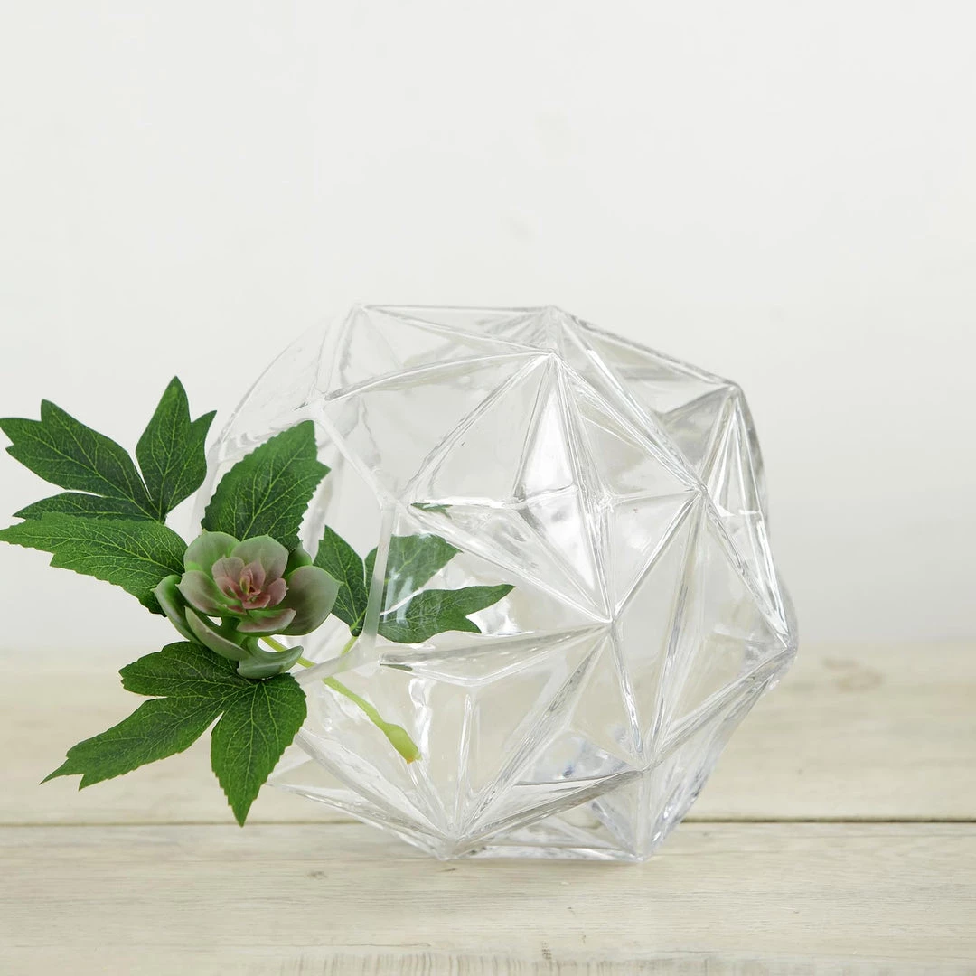 HIER_5200 2 Pack | 7" Honeycomb Glass Geometric Vases | Heavy Duty Glass Candle Holder | Table Top Terrariums Chargers & Centerpieces 10 HIER_5200 2 Pack | 7" Honeycomb Glass Geometric Vases | Heavy Duty Glass Candle Holder | Table Top Terrariums Chargers & Centerpieces