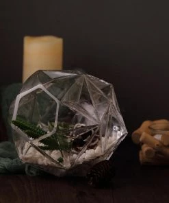 HIER_5200 2 Pack | 7" Honeycomb Glass Geometric Vases | Heavy Duty Glass Candle Holder | Table Top Terrariums Chargers & Centerpieces 29 HIER_5200 2 Pack | 7