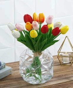 HIER_5200 2 Pack | 7" Honeycomb Glass Geometric Vases | Heavy Duty Glass Candle Holder | Table Top Terrariums Chargers & Centerpieces 28 HIER_5200 2 Pack | 7