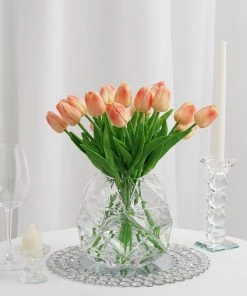 HIER_5200 2 Pack | 7" Honeycomb Glass Geometric Vases | Heavy Duty Glass Candle Holder | Table Top Terrariums Chargers & Centerpieces 24 HIER_5200 2 Pack | 7