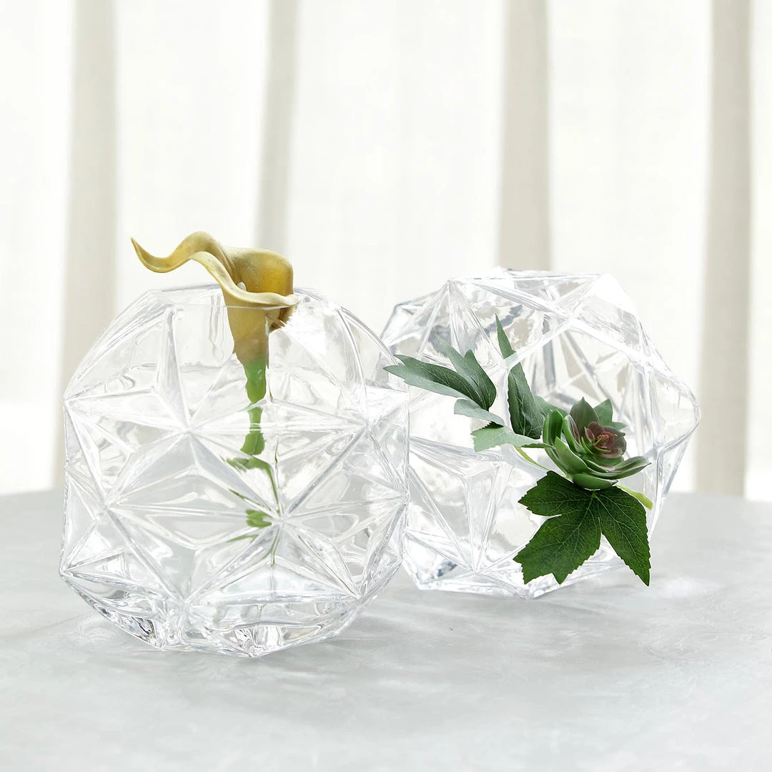 HIER_5200 2 Pack | 7" Honeycomb Glass Geometric Vases | Heavy Duty Glass Candle Holder | Table Top Terrariums Chargers & Centerpieces 9 HIER_5200 2 Pack | 7" Honeycomb Glass Geometric Vases | Heavy Duty Glass Candle Holder | Table Top Terrariums Chargers & Centerpieces