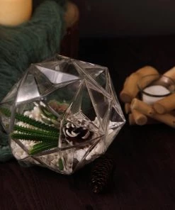 HIER_5200 2 Pack | 7" Honeycomb Glass Geometric Vases | Heavy Duty Glass Candle Holder | Table Top Terrariums Chargers & Centerpieces 31 HIER_5200 2 Pack | 7