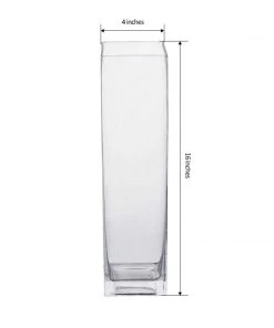 HIER_5200 6 Pack | 16" Heavy Duty Square Glass Cylinder Vase, Clear Glass Flower Vase 11 HIER_5200 6 Pack | 16