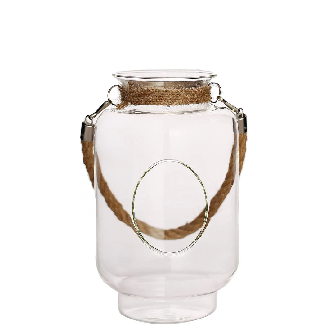 HIER_3300 2 Pack | 16" Clear Glass Vase Jar With Twine Rope Handle | DIY Hanging Glass Terrariums Chargers & Centerpieces 14 HIER_3300 2 Pack | 16" Clear Glass Vase Jar With Twine Rope Handle | DIY Hanging Glass Terrariums Chargers & Centerpieces