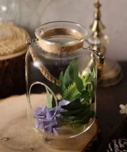 HIER_3300 2 Pack | 16" Clear Glass Vase Jar With Twine Rope Handle | DIY Hanging Glass Terrariums Chargers & Centerpieces 18 HIER_3300 2 Pack | 16