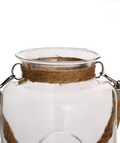 HIER_3300 2 Pack | 16" Clear Glass Vase Jar With Twine Rope Handle | DIY Hanging Glass Terrariums Chargers & Centerpieces 25 HIER_3300 2 Pack | 16