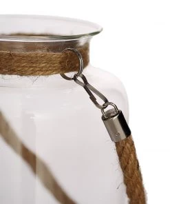 HIER_3300 2 Pack | 16" Clear Glass Vase Jar With Twine Rope Handle | DIY Hanging Glass Terrariums Chargers & Centerpieces 26 HIER_3300 2 Pack | 16