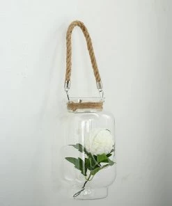 HIER_3300 2 Pack | 16" Clear Glass Vase Jar With Twine Rope Handle | DIY Hanging Glass Terrariums Chargers & Centerpieces 19 HIER_3300 2 Pack | 16