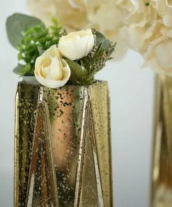 HIER_4810 Chargers & Centerpieces 2 Pack | 11" Gold Mercury Glass Vases | Geometric Vases Flower Centerpieces 21 HIER_4810 Chargers & Centerpieces 2 Pack | 11