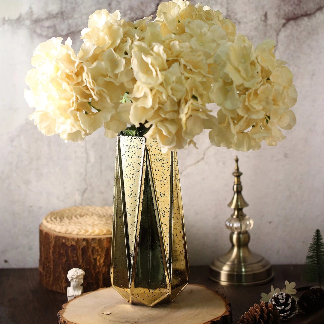 HIER_4810 Chargers & Centerpieces 2 Pack | 11" Gold Mercury Glass Vases | Geometric Vases Flower Centerpieces 8 HIER_4810 Chargers & Centerpieces 2 Pack | 11" Gold Mercury Glass Vases | Geometric Vases Flower Centerpieces