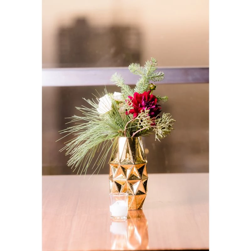 HIER_4810 Chargers & Centerpieces 2 Pack | 7" Gold Mercury Glass Vases | Geometric Vases Flower Centerpieces 12 HIER_4810 Chargers & Centerpieces 2 Pack | 7" Gold Mercury Glass Vases | Geometric Vases Flower Centerpieces