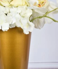 HIER_4820 20" Gold Metal Trumpet Flower Vase Wedding Centerpiece Chargers & Centerpieces