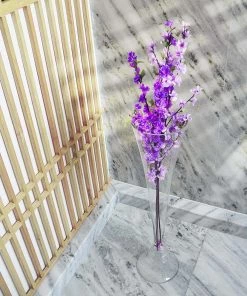 HIER_4810 40" Clear Reversible Clarinet Glass Trumpet Vase, Tall Glass Floor Vases