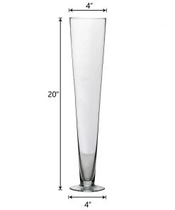 HIER_4810 Chargers & Centerpieces 6 Pack | 20'' Clear Heavy Duty Trumpet Glass Vase
