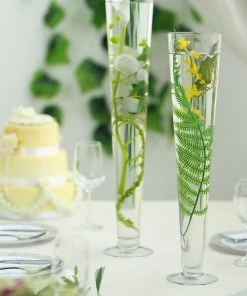 HIER_4810 Chargers & Centerpieces 6 Pack | 20'' Clear Heavy Duty Trumpet Glass Vase