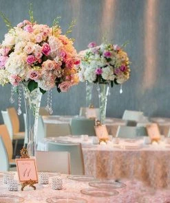 HIER_4810 Chargers & Centerpieces 6 Pack | 20'' Clear Heavy Duty Trumpet Glass Vase