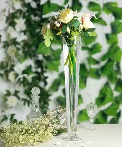 HIER_4810 6 Pack | 24" Clear Heavy Duty Trumpet Glass Vase