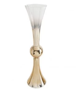 HIER_4810 2 Pack | 24" Chrome Gold Ombre Glass Reversible Latour Trumpet Vase 8 HIER_4810 2 Pack | 24