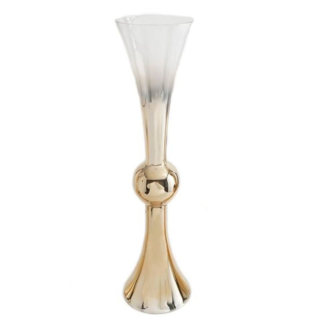HIER_4810 2 Pack | 24" Chrome Gold Ombre Glass Reversible Latour Trumpet Vase 3 HIER_4810 2 Pack | 24" Chrome Gold Ombre Glass Reversible Latour Trumpet Vase
