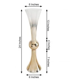 HIER_4810 2 Pack | 24" Chrome Gold Ombre Glass Reversible Latour Trumpet Vase 11 HIER_4810 2 Pack | 24