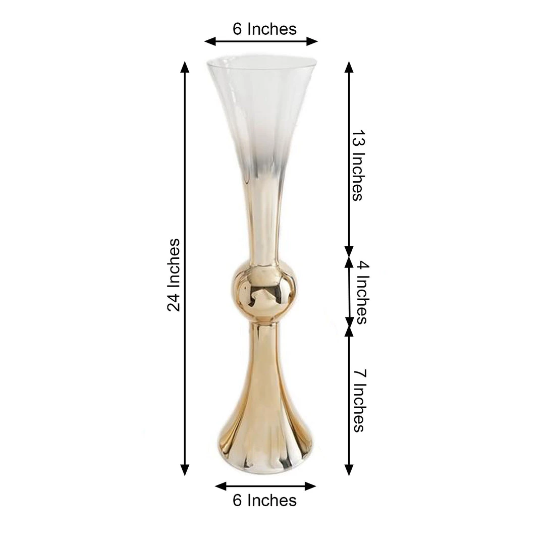 HIER_4810 2 Pack | 24" Chrome Gold Ombre Glass Reversible Latour Trumpet Vase 6 HIER_4810 2 Pack | 24" Chrome Gold Ombre Glass Reversible Latour Trumpet Vase