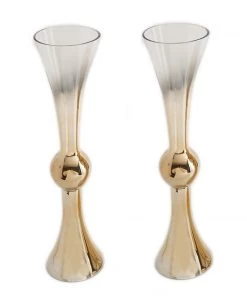 HIER_4810 2 Pack | 24" Chrome Gold Ombre Glass Reversible Latour Trumpet Vase 9 HIER_4810 2 Pack | 24