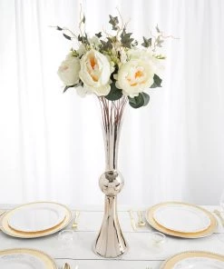 HIER_4810 Chargers & Centerpieces 2 Pack | 24" Champagne Ombre Glass Reversible Latour Trumpet Vase