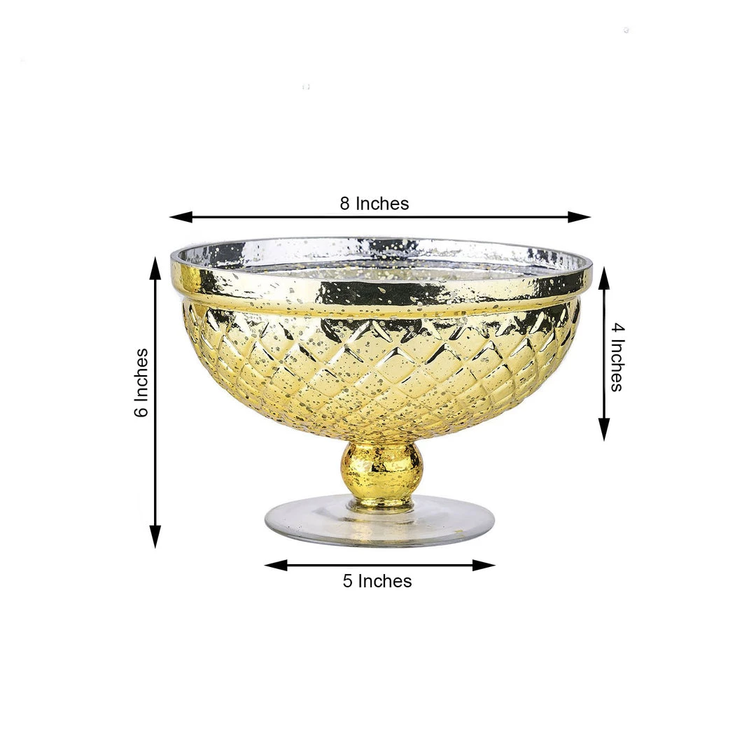 HIER_4810 8" Gold Mercury Glass Compote Vase, Pedestal Bowl Centerpiece Chargers & Centerpieces 5 HIER_4810 8" Gold Mercury Glass Compote Vase, Pedestal Bowl Centerpiece Chargers & Centerpieces
