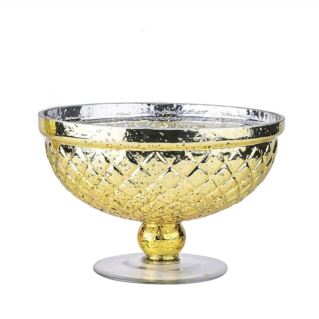 HIER_4810 8" Gold Mercury Glass Compote Vase, Pedestal Bowl Centerpiece Chargers & Centerpieces 12 HIER_4810 8" Gold Mercury Glass Compote Vase, Pedestal Bowl Centerpiece Chargers & Centerpieces