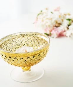 HIER_4810 8" Gold Mercury Glass Compote Vase, Pedestal Bowl Centerpiece Chargers & Centerpieces 22 HIER_4810 8