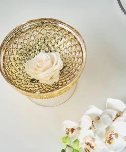 HIER_4810 8" Gold Mercury Glass Compote Vase, Pedestal Bowl Centerpiece Chargers & Centerpieces 18 HIER_4810 8