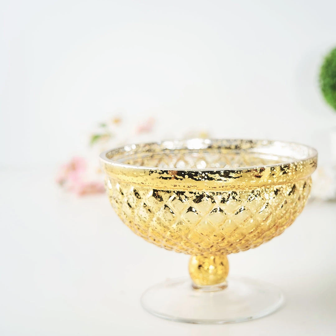 HIER_4810 8" Gold Mercury Glass Compote Vase, Pedestal Bowl Centerpiece Chargers & Centerpieces 1 HIER_4810 8" Gold Mercury Glass Compote Vase, Pedestal Bowl Centerpiece Chargers & Centerpieces