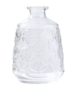 HIER_4810 4 Pack | 6" Embossed Glass Bud Vases, Transparent Glass Floral Vase - Clear 14 HIER_4810 4 Pack | 6