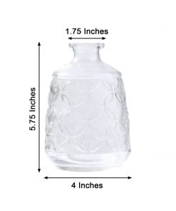 HIER_4810 4 Pack | 6" Embossed Glass Bud Vases, Transparent Glass Floral Vase - Clear 17 HIER_4810 4 Pack | 6