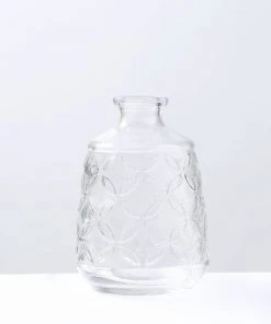 HIER_4810 4 Pack | 6" Embossed Glass Bud Vases, Transparent Glass Floral Vase - Clear 20 HIER_4810 4 Pack | 6